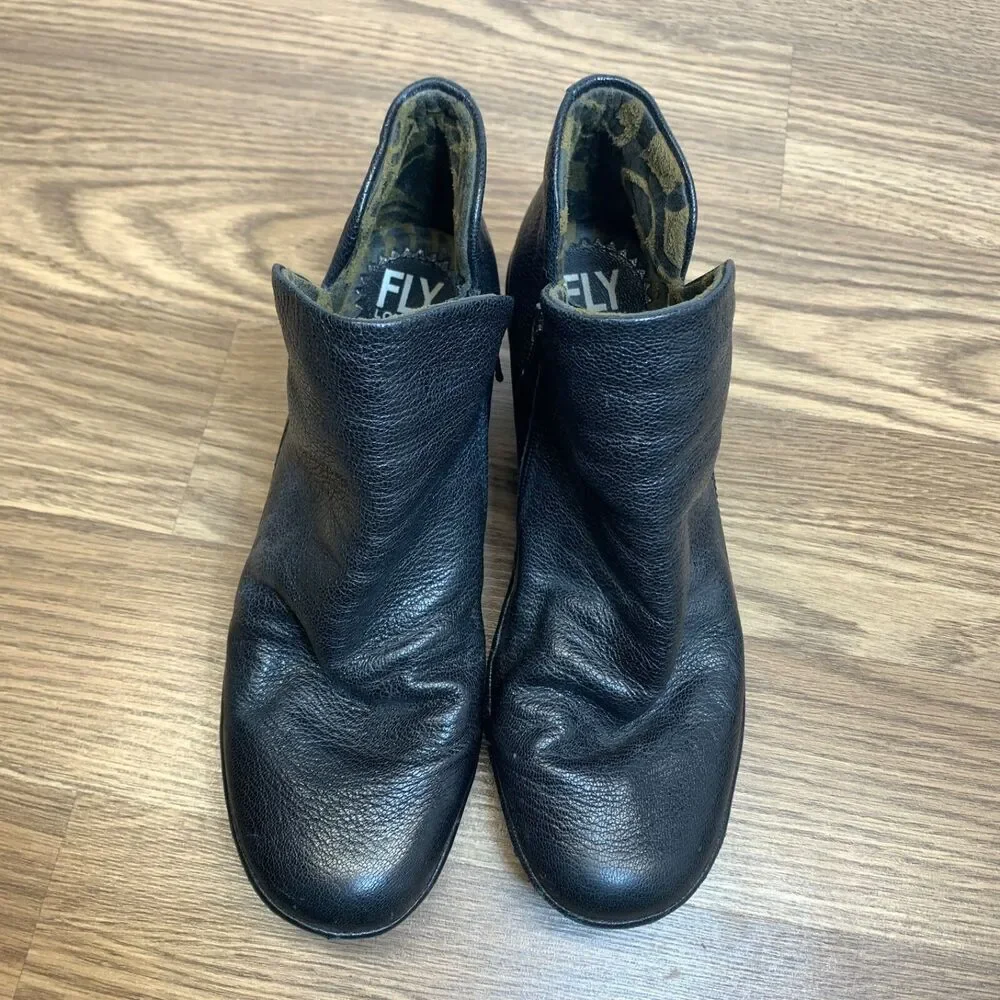 FLY London Women's Yip Boot in Black Mousse Size 8.5-9 EU 39‎ Wedge